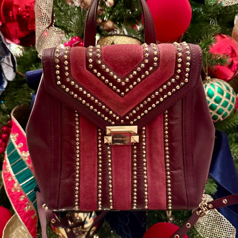 Michael Kors Burgundy Studded Backpack